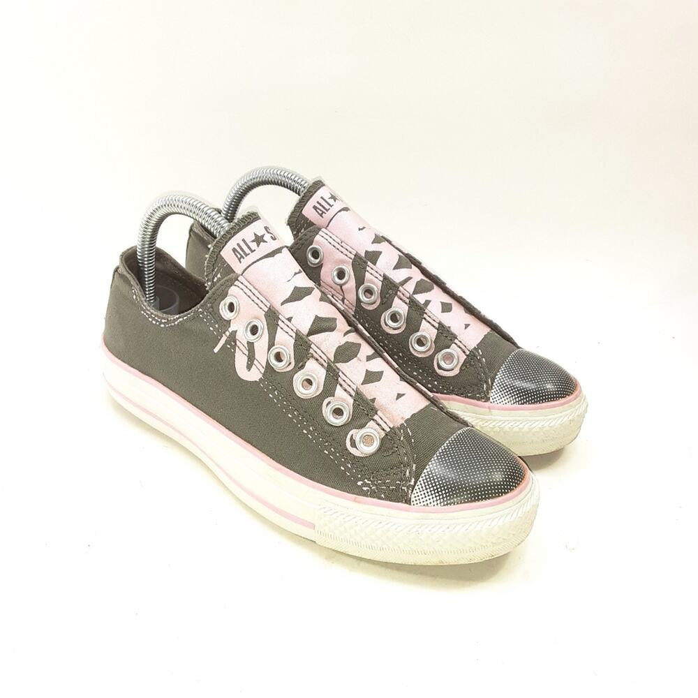 Converse Laceless Pink/Grey Sneakers 8